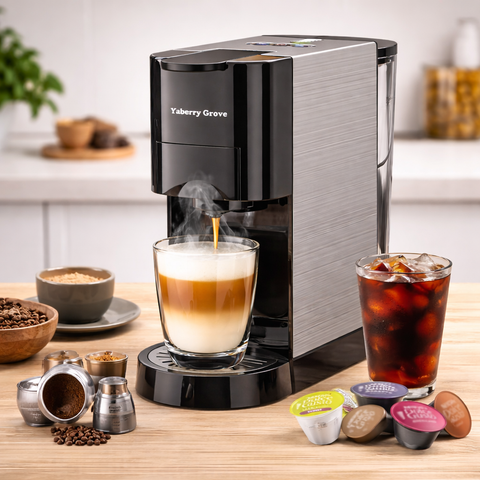4-in-1 Capsule Espresso Machine – 19 Bar Single Serve Coffee Maker for Nespresso Original, L’OR, Dolce Gusto & Ground Coffee | Adjustable Cup Volume, 1450W