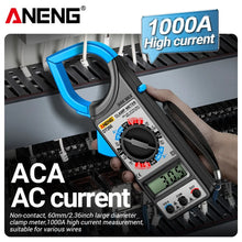 Digital Clamp Meter Multimeter True RMS 1999 Count AC/DC Voltage Large Resistance Voltmeter Ohmmeter Tester Tools