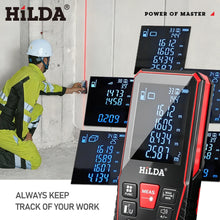 HILDA Digital Laser Distance Meter 50M/100M/120M Finder High Precision Area Volume Measure Construction Measuring Ruler Tool