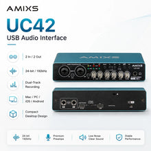 AMIXS UC42 Audio Interface for Recording Computer Free Drive USB External Sound Card for Pc Audio Equipment Video