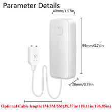 1M/3M/5M Water leakage sensor WIFI leak level Sound Alarm detector security Overflow protection Work with Tuya Smart Life App