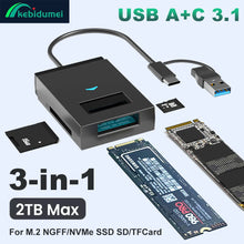 M.2 NVMe NGFF SSD Enclosure 10Gbps Type C USB 3.1 to SSD External Storage Box Adapter Support SD TF Card Reader Direct Insertion