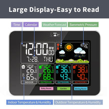 Weather Station with LCD Display Desktop Clock Weather Forecast Indoor/Outdoor Thermometer Hygrometer with 3-Sensors
