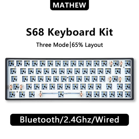 MATHEW S68 Tri-Mode 68-Key Hot-Swap Barebone Keyboard – Black — image 1