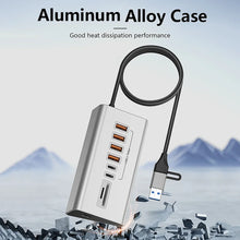 10Gbps USB 3.2 Docking Station USB Hub Type C Splitter with Card Reader Aluminum Alloy Multi 8/9 Ports Switch For PC Laptop