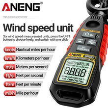 Digital Anemometer 0.4~30m/s ANENG GN302 Handheld Wind Speed Meter Humidity Air Velocity Airflow -20 C ~ 60 C Temperature Test