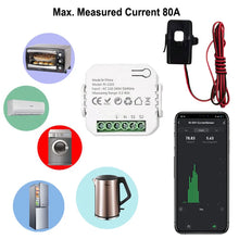 Smart WiFi Digital Energy Meter 80A with CT Clamp Sensor App Real-time Monitor Power Consumption AC100-240V Work with Tuya
