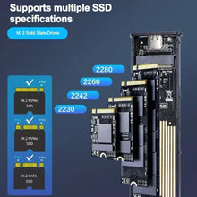 NVME M.2 Solid State Drive External Enclosure 2230/2242/2260/2280 M.2 to USB C 10Gbps SSD Aluminum Case Type A+C for M/M+B Key