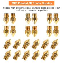 24-Piece MK8 Brass 3D Printer Nozzle Set – 0.2–1.0 mm