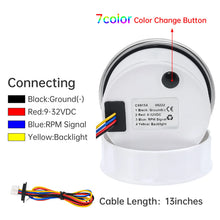 85MM Tachometer with LCD Hour Meter For Marine Boat Car RPM Gauge 8000rpm 6000rpm RPM Meter Tach Gauge 7 Colors LED Backlight