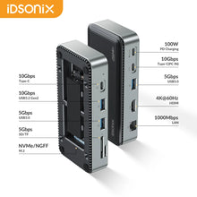 iDsonix NVMe Enclosure 10Gbps USB 3.2 HUB Docking Station SATA SSD Case Multiport USB Splitter HDMI-compatible SD/TF Card Reader