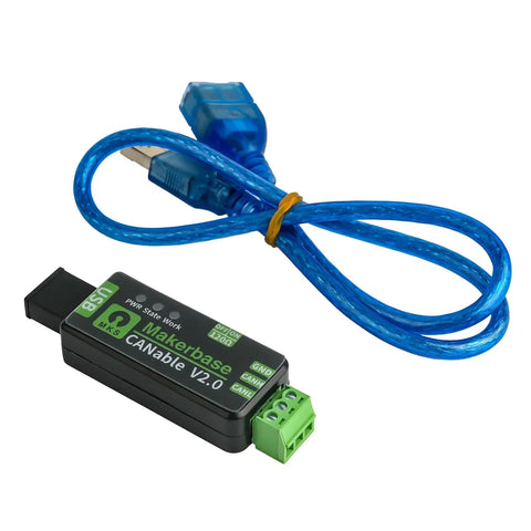 Makerbase CANable V2.0 adapter with case and USB extension lead