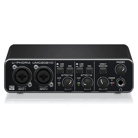 UMC202HD 2x2 USB Audio Interface Sound Card Midas Mic Preamps 24 Bit 192kHz for Recording Studio Podcast Live Streaming