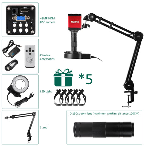 YIZHAN 13MP HDMI/VGA PCB Microscope Kit – 150× Plus — image 1