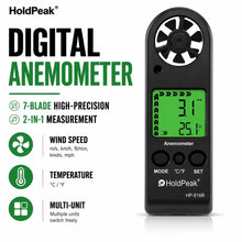 Digital Anemometer Handheld, Wind Speed Meter with 5% Accuracy, 5 Units Air Flow Gauge for HVAC, Weather, Outdoor