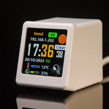 GeekMagic Ultra Portable Smart Wifi Weather Station Display Weather Temperature Humidity Time Alarm Clock Desktop Decoration