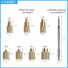 Seven M2 to M8 insert heads and the compatible threaded cartridge adapter