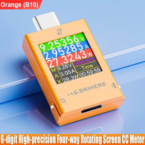 B10 4.5–50 V 12 A USB-C DC Power Meter – Orange — image 1