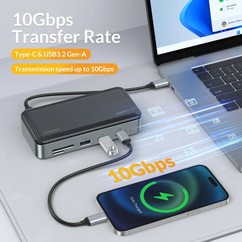 iDsonix NVMe Enclosure 10Gbps USB 3.2 HUB Docking Station SATA SSD Case Multiport USB Splitter HDMI-compatible SD/TF Card Reader