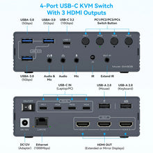 USB C KVM Switch Docking Station for 2/3/4 Monitors 4 laptops/Macbooks 4K@60Hz HDMI with Displaylink, M1/M2/M3/M4 /Windows/Chrome