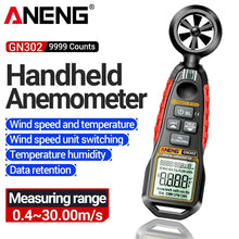 Digital Anemometer 0.4~30m/s ANENG GN302 Handheld Wind Speed Meter Humidity Air Velocity Airflow -20 C ~ 60 C Temperature Test
