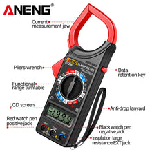 Digital Clamp Meter Multimeter True RMS 1999 Count AC/DC Voltage Large Resistance Voltmeter Ohmmeter Tester Tools