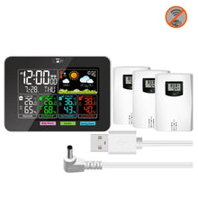 Weather Station with LCD Display Desktop Clock Weather Forecast Indoor/Outdoor Thermometer Hygrometer with 3-Sensors