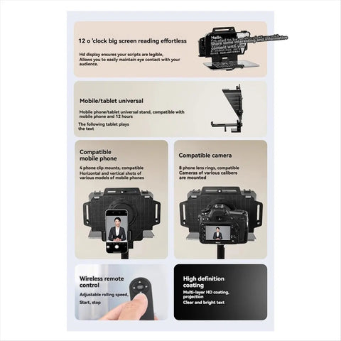 INABEZ F8 Universal Large-Screen Teleprompter – image 1