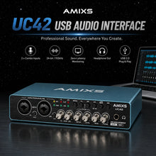 AMIXS UC42 Audio Interface for Recording Computer Free Drive USB External Sound Card for Pc Audio Equipment Video
