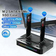 M.2 NVMe/SATA Case Dual-Bay Hard Drive Docking Station Offline Clone Hard Disk M.2 SSD Duplicator USB GEN2 SSD Adapter Enclosure