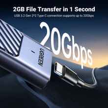 UGREEN M.2 NVMe/SATA SSD Enclosure 20Gbps USB-C 3.2 Gen2 External Enclosure Supports M and B&M Keys 2280 SSD Aluminum Shell