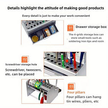 Desktop Electronics Repair Tool Organiser with Drawer & Solder Wire Rack - 2