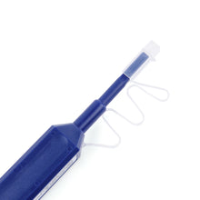 Close view of the blue LC/MU cleaning pen head and tethered cap