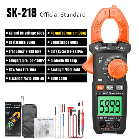 SNAKOL SK218 600A True-RMS AC/DC Clamp Meter