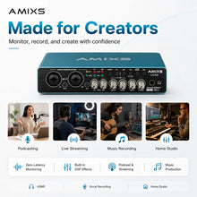 AMIXS UC42 Audio Interface for Recording Computer Free Drive USB External Sound Card for Pc Audio Equipment Video