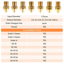 24-Piece MK8 Brass 3D Printer Nozzle Set – 0.2–1.0 mm
