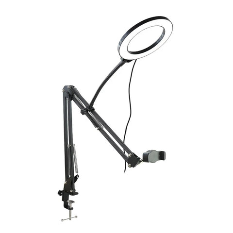 Overhead Phone Mount with Ring Light for Video Recording