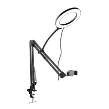 Overhead Phone Mount with Ring Light for Video Recording