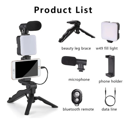 Smartphone Vlogging Starter Kit – Tripod, Microphone & LED Light — image 1