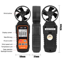 VICTOR Digital Anemometer High Precision LCD Backlight Display with Wind Speed & Temperature Measurement Wind Speed Meter