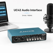 AMIXS UC42 Audio Interface for Recording Computer Free Drive USB External Sound Card for Pc Audio Equipment Video