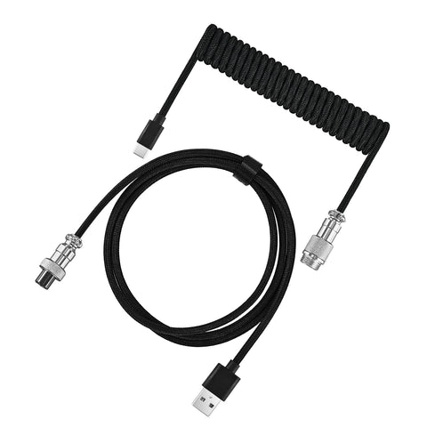 USB-C Coiled Aviator Cable for Mechanical Keyboards – Black — image 1