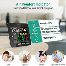 Weather Station with LCD Display Desktop Clock Weather Forecast Indoor/Outdoor Thermometer Hygrometer with 3-Sensors