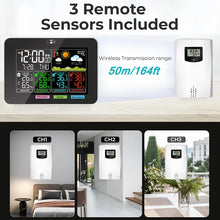 Weather Station with LCD Display Desktop Clock Weather Forecast Indoor/Outdoor Thermometer Hygrometer with 3-Sensors