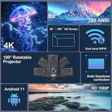 2025 4K Android 11 Projector Native 1080P 390ANSI HY320 mini Dual Wifi6 BT5.0 1920*1080P Cinema Portable Projector Upgraded HY30