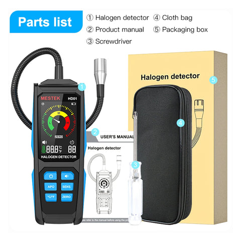 MESTEK HD01 Halogen Refrigerant Leak Detector with LCD — image 1