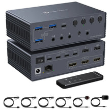 USB C KVM Switch Docking Station for 2/3/4 Monitors 4 laptops/Macbooks 4K@60Hz HDMI with Displaylink, M1/M2/M3/M4 /Windows/Chrome