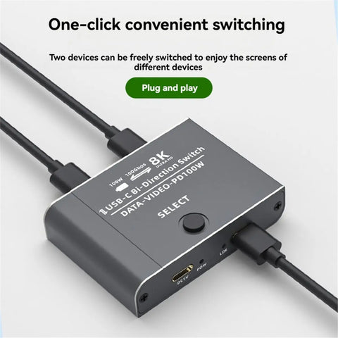 10Gbps bidirectional USB-C switch on clean background