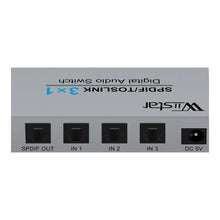3-Port Toslink Optical Audio Switch with Remote on clean background