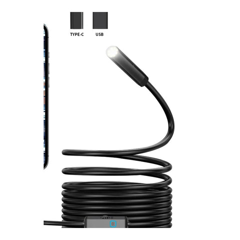 7mm USB-C Wired Endoscope Camera 2m with LEDs on clean background